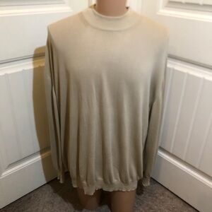 VTG Murano Sweater Men 4XT Tan Mock Neck Italy Cotton Modal Rayon Quiet Luxury